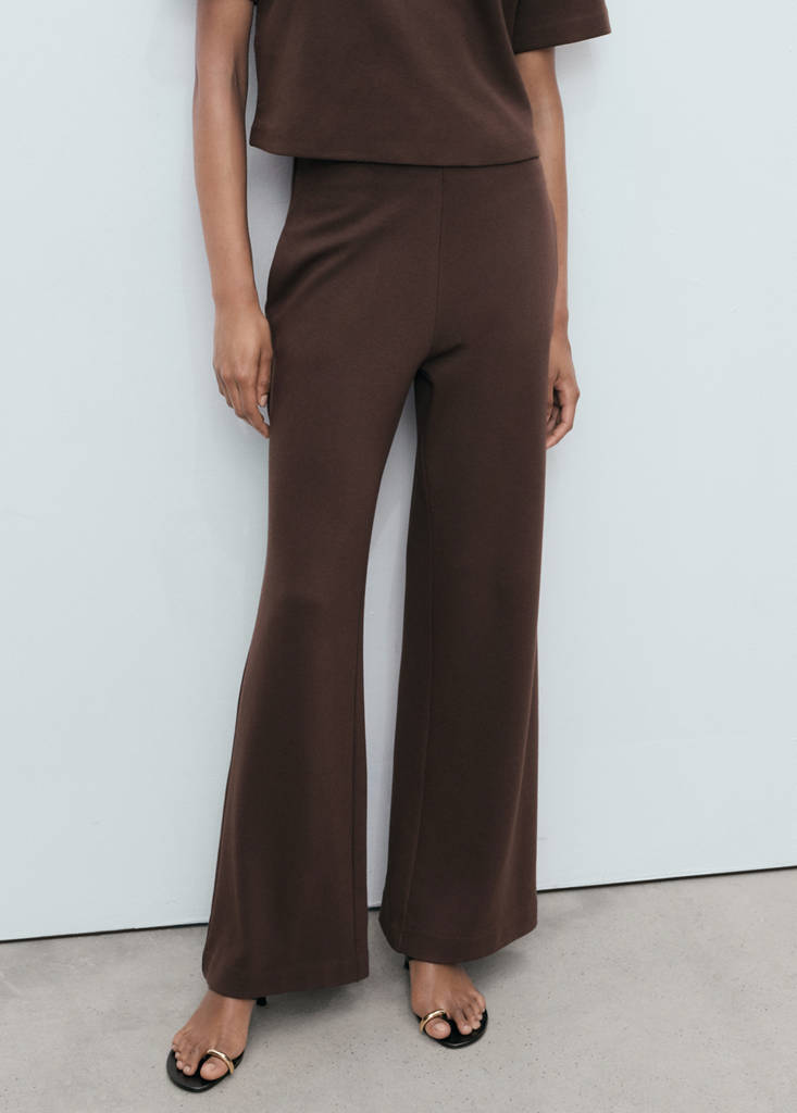 Straight-fit cotton trousers — Brown