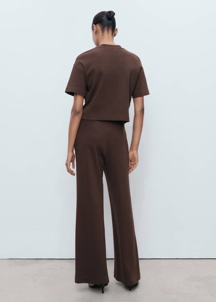Straight-fit cotton trousers — Brown