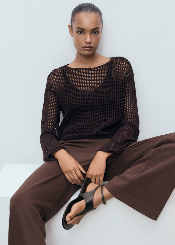 Straight-fit cotton trousers — Brown