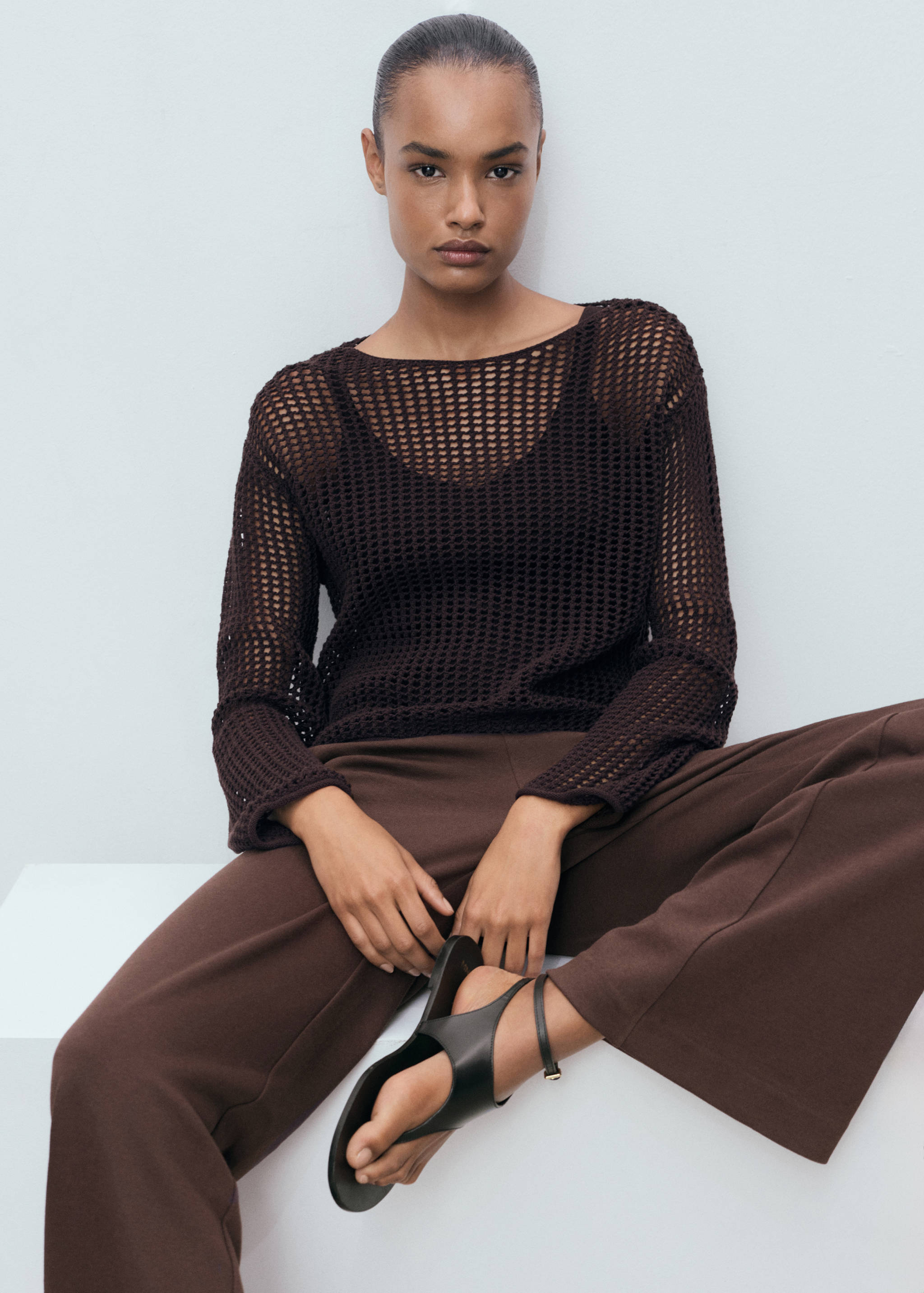 Straight-fit cotton trousers - Details of the article 1