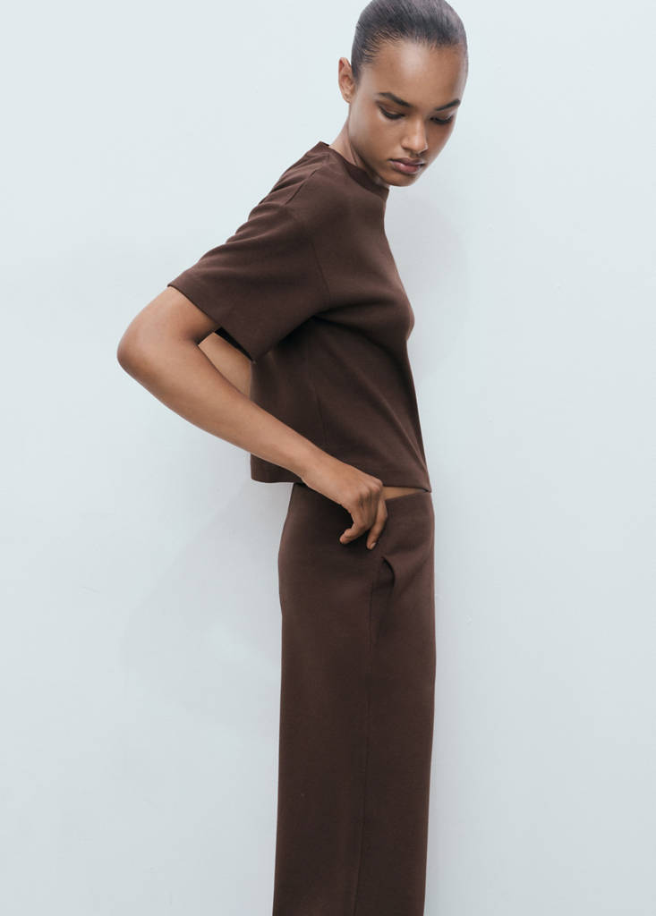 Straight-fit cotton trousers — Brown