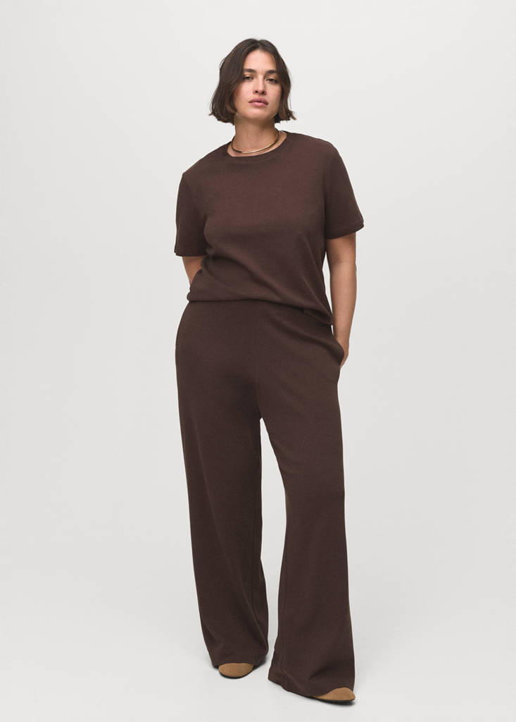 Straight-fit cotton trousers — Brown