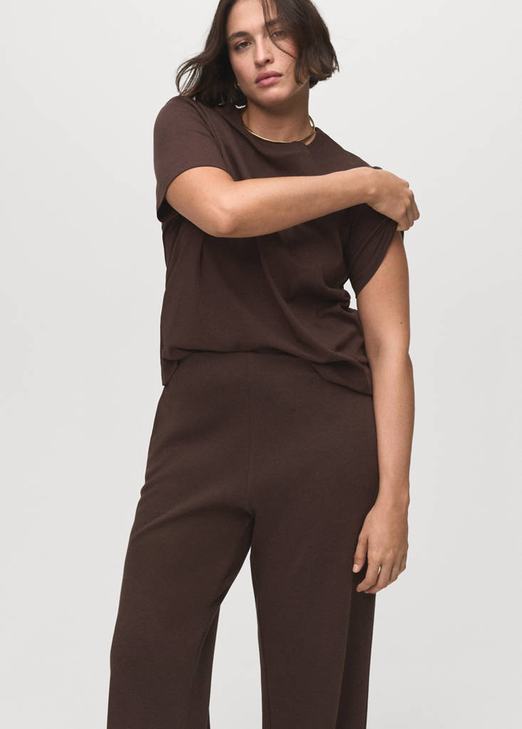 Straight-fit cotton trousers — Brown