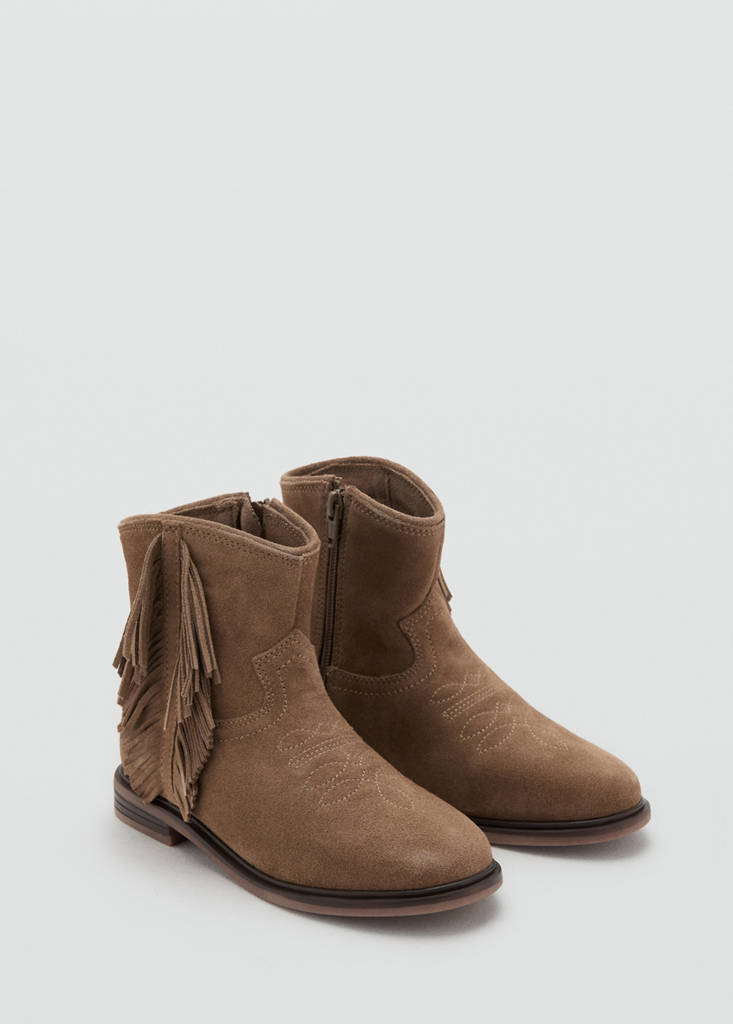 Fringed leather boots — Sand