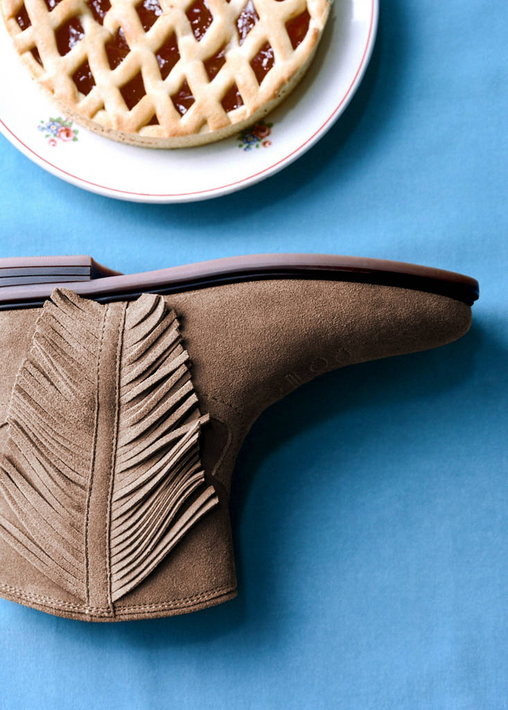 Fringed leather boots — Sand
