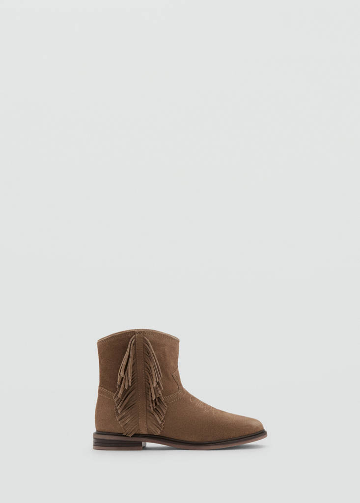 Fringed leather boots — Sand