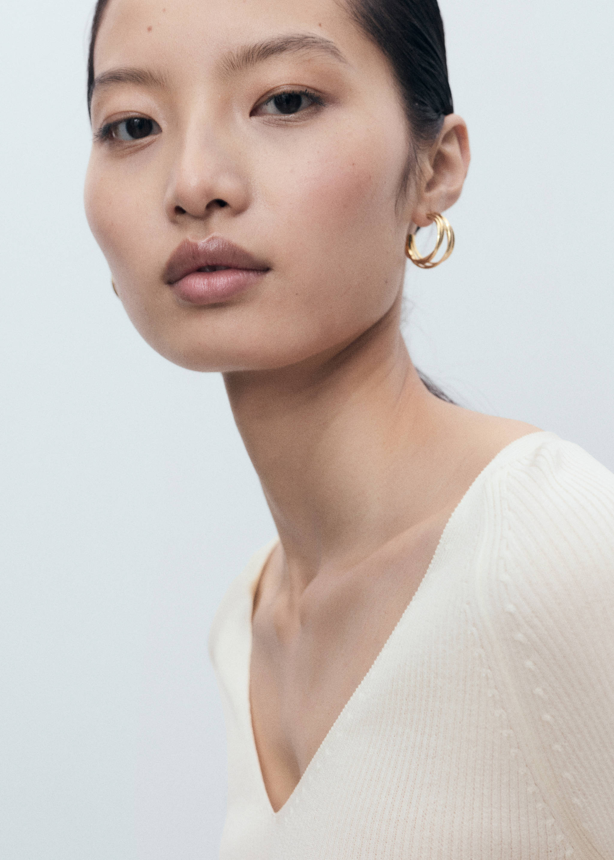 Pull-over côtelé col en V - Détail de l'article 1