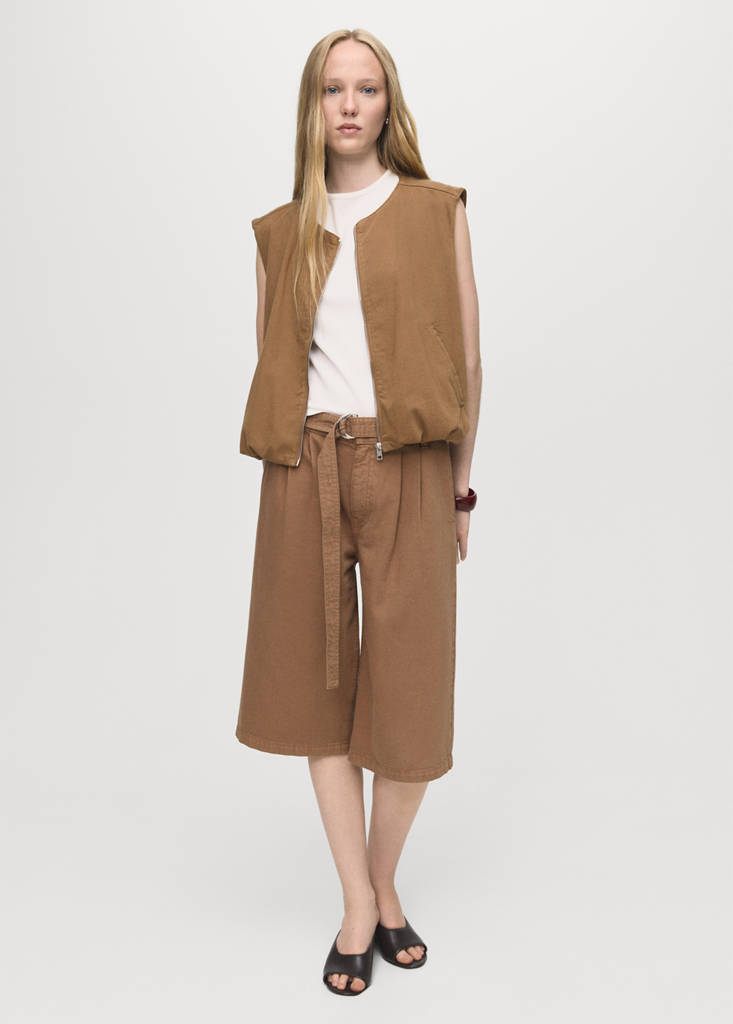 Puffer denim waistcoat — Brown