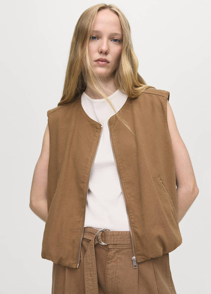 Puffer denim waistcoat — Brown