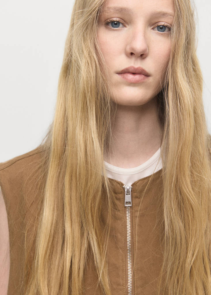 Puffer denim waistcoat — Brown