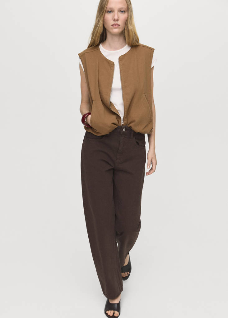 Puffer denim waistcoat — Brown