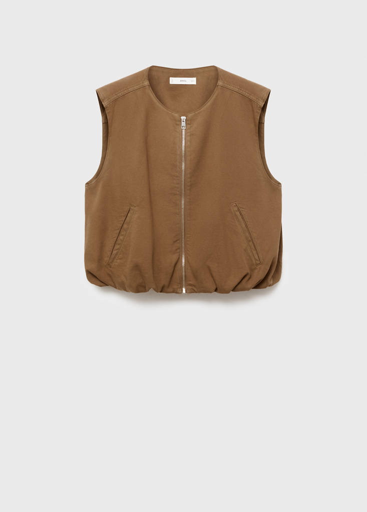 Puffer denim waistcoat — Brown