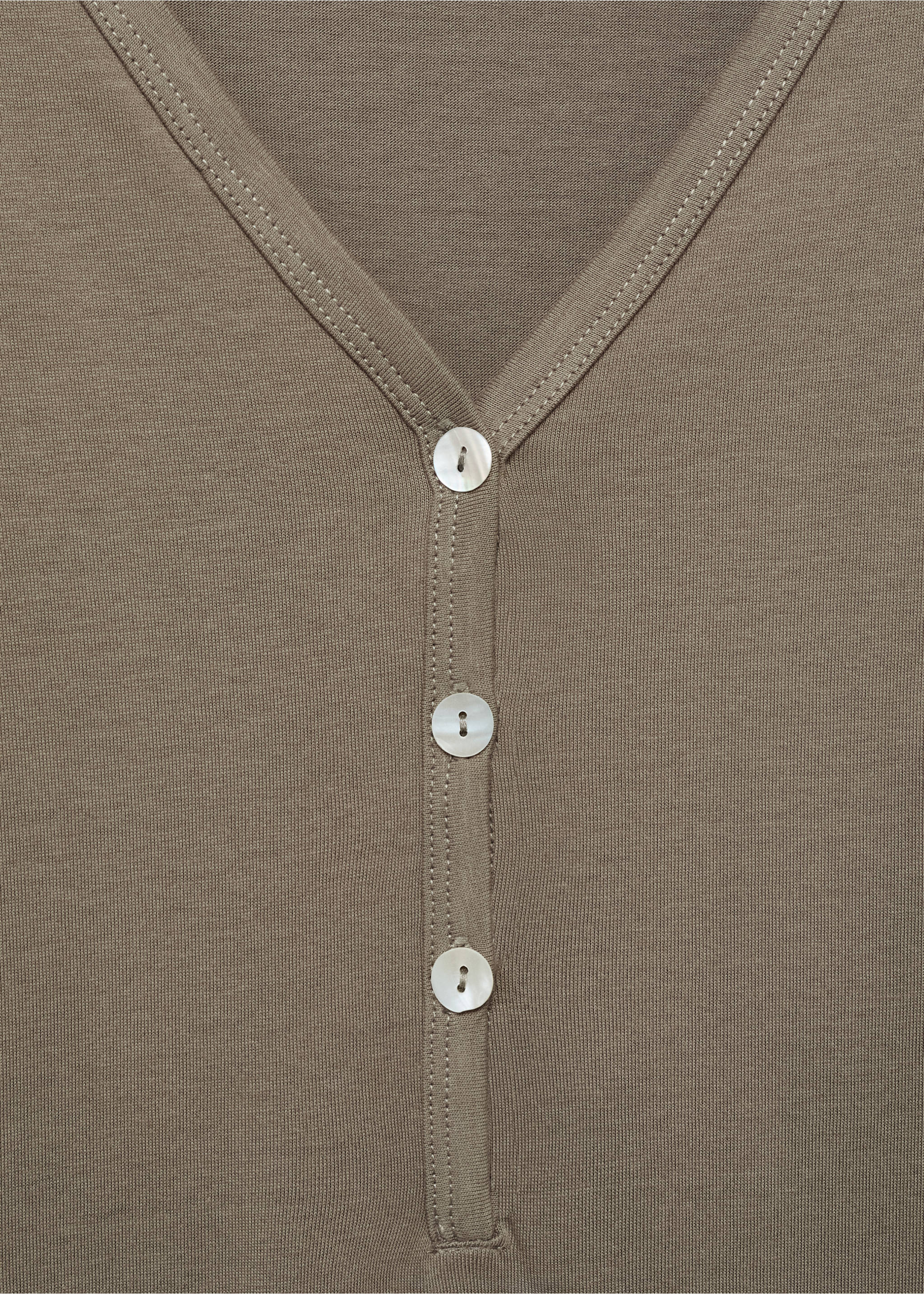 Cotton nightdress with button detail - Details of the article 8, Medium Brown. Ref: 17084103-00.