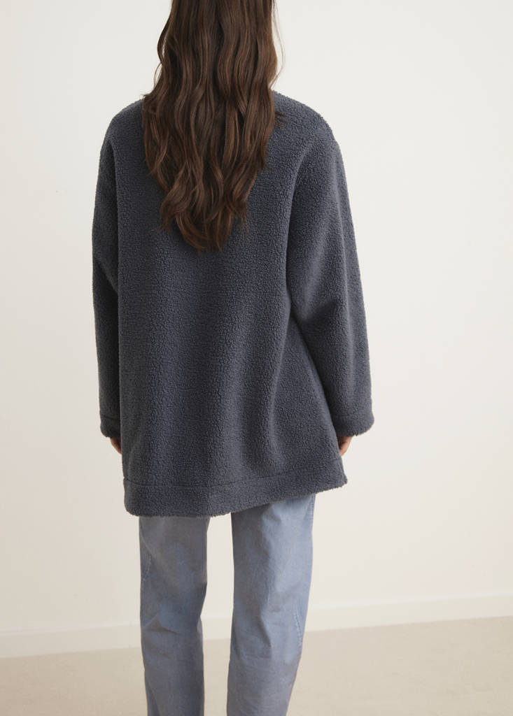 Fleece sweatshirt with zip — Ink Blue