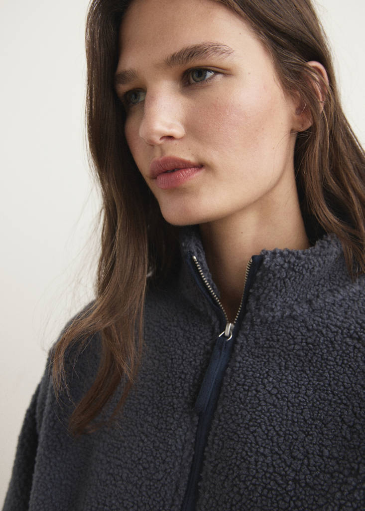 Fleece sweatshirt with zip — Ink Blue