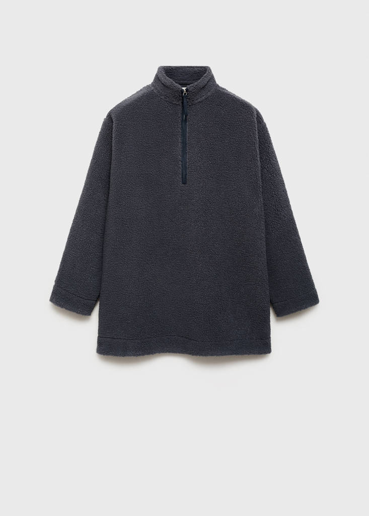 Fleece sweatshirt with zip — Ink Blue