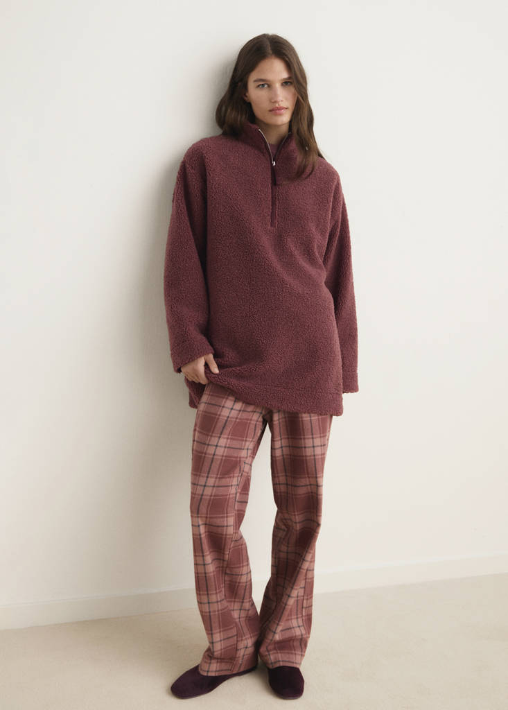 Fleece sweatshirt with zip — Russet