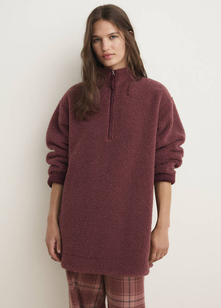 Fleece sweatshirt with zip — Russet