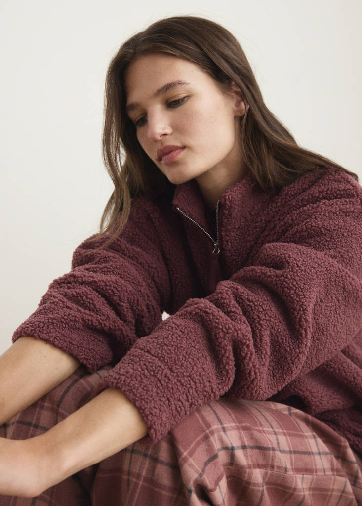 Fleece sweatshirt with zip — Russet