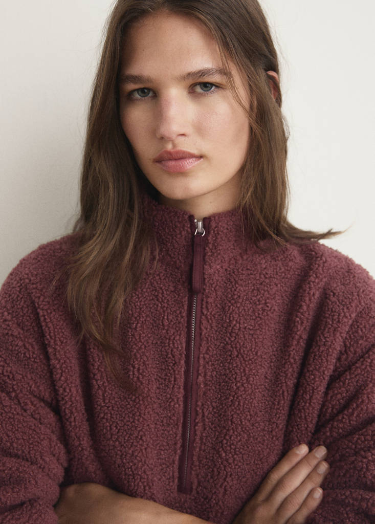 Fleece sweatshirt with zip — Russet