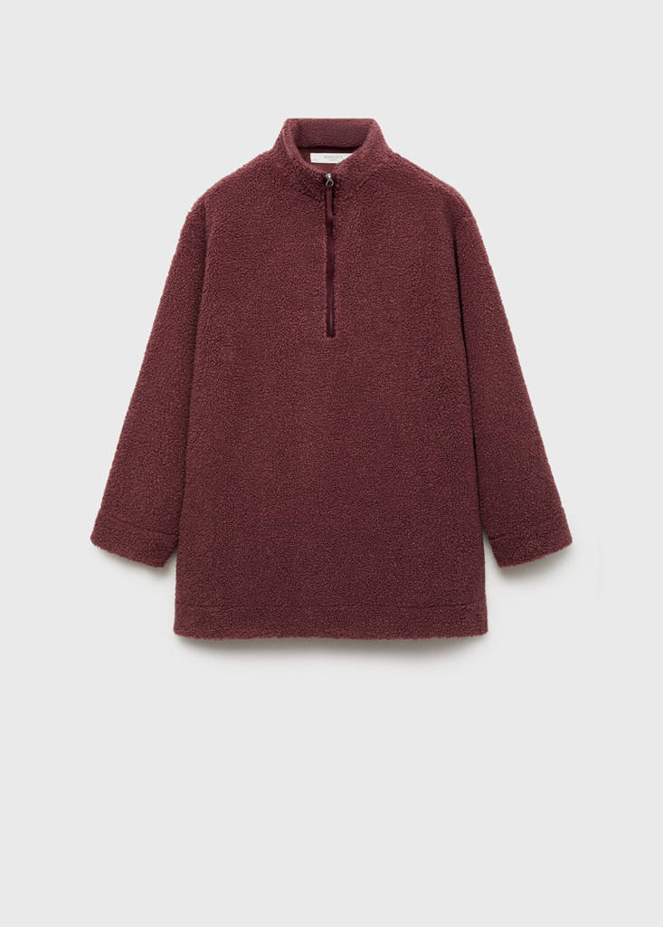 Fleece sweatshirt with zip — Russet