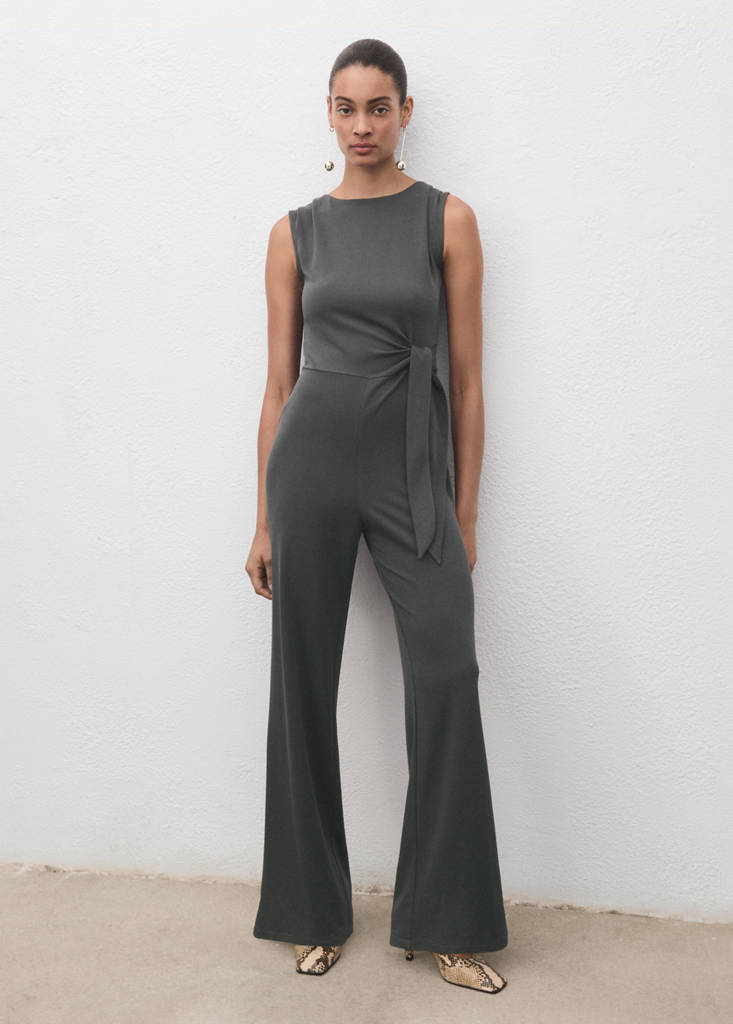 Long jumpsuit with knot — Charcoal