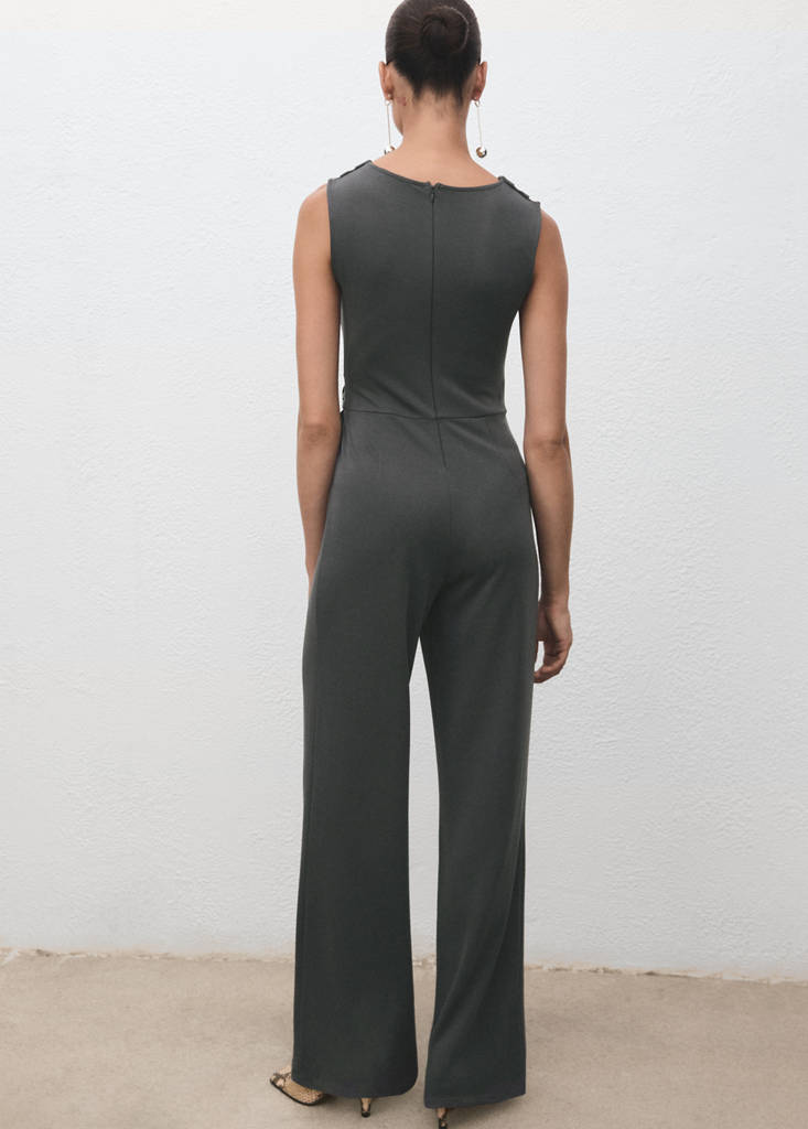 Long jumpsuit with knot — Charcoal