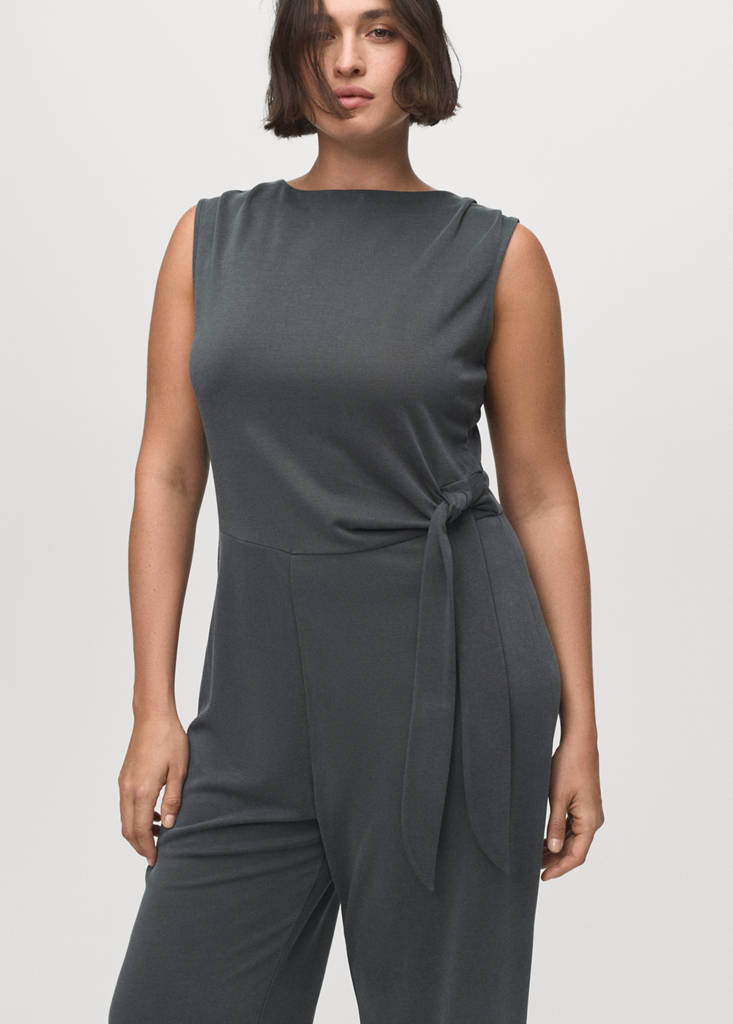 Long jumpsuit with knot — Charcoal