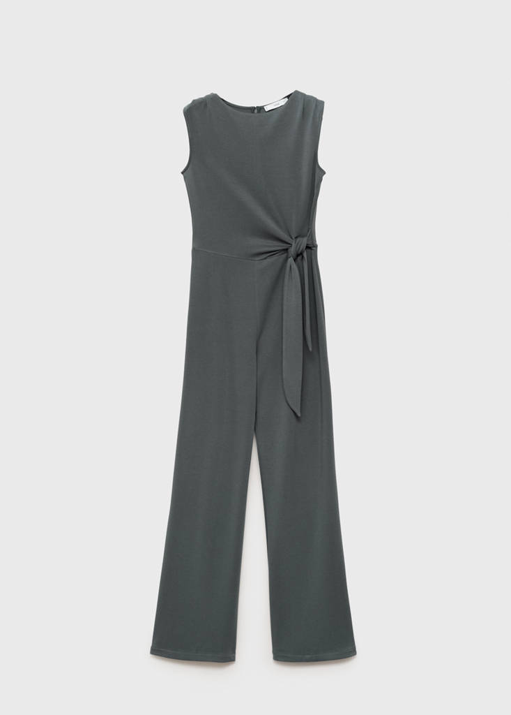 Long jumpsuit with knot — Charcoal