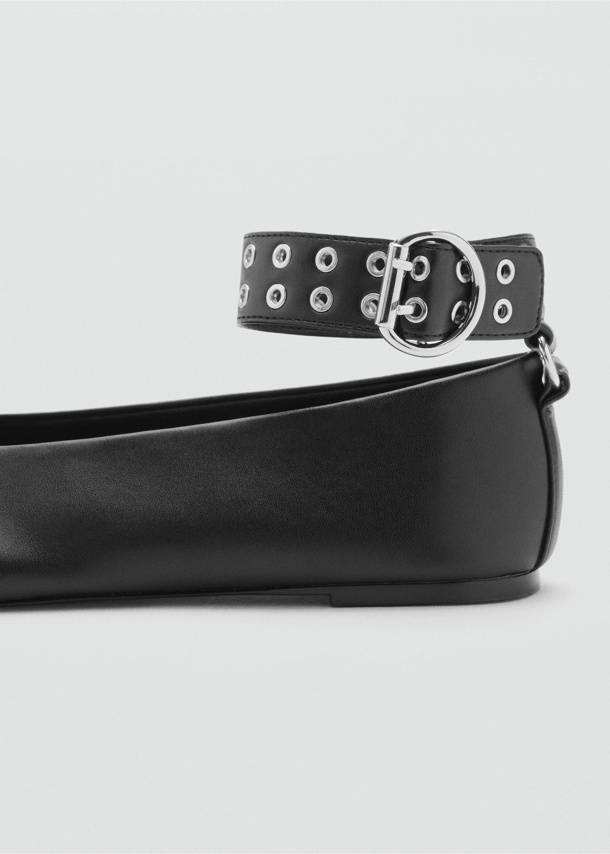 Ballet flats with eyelet strap - Details of the article 1, Black. Ref: 17084110-00.