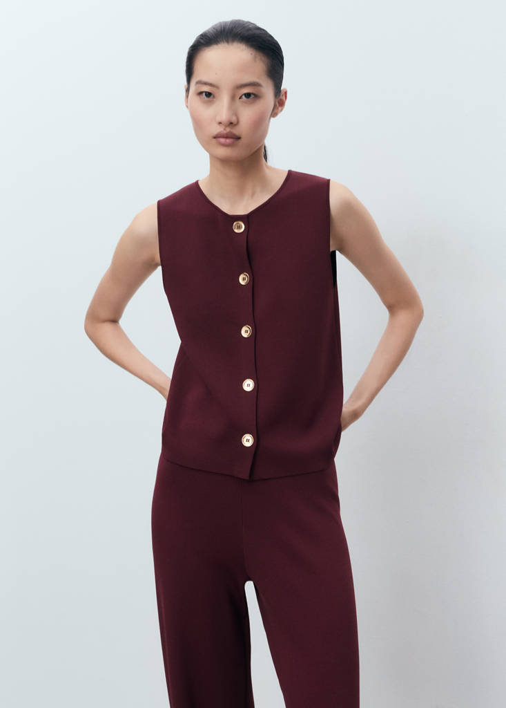 Knitted trousers with elastic waistband — Maroon