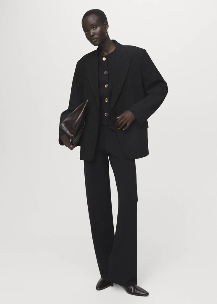 Knitted trousers with elastic waistband — Black