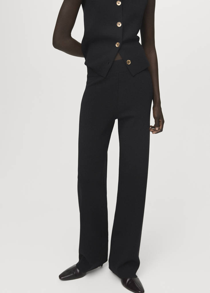 Knitted trousers with elastic waistband — Black