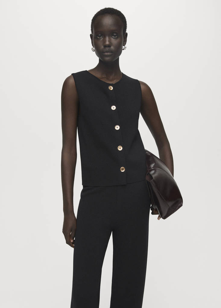 Knitted trousers with elastic waistband — Black