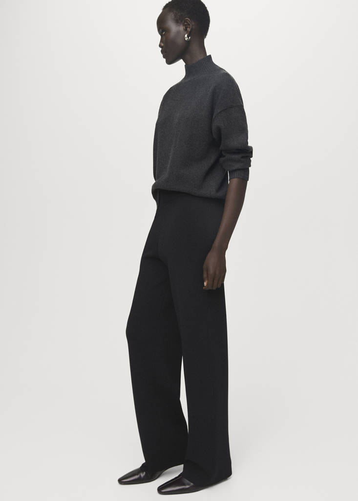 Knitted trousers with elastic waistband — Black