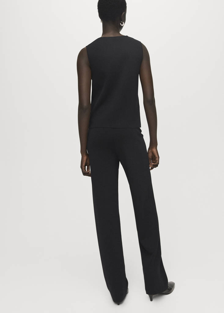 Knitted trousers with elastic waistband — Black