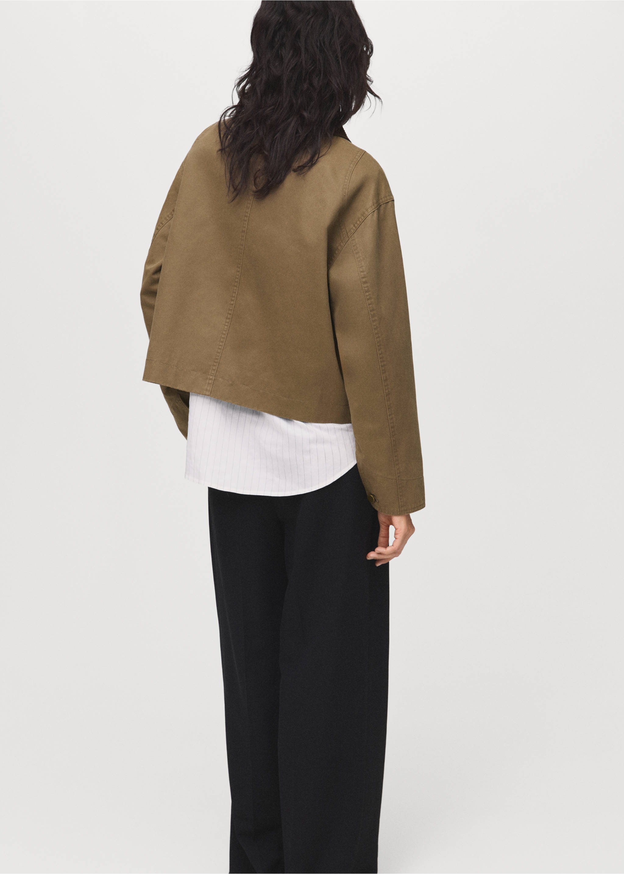 Denim parka with corduroy collar - Reverse of the article, Ochre. Ref: 17084120-00.