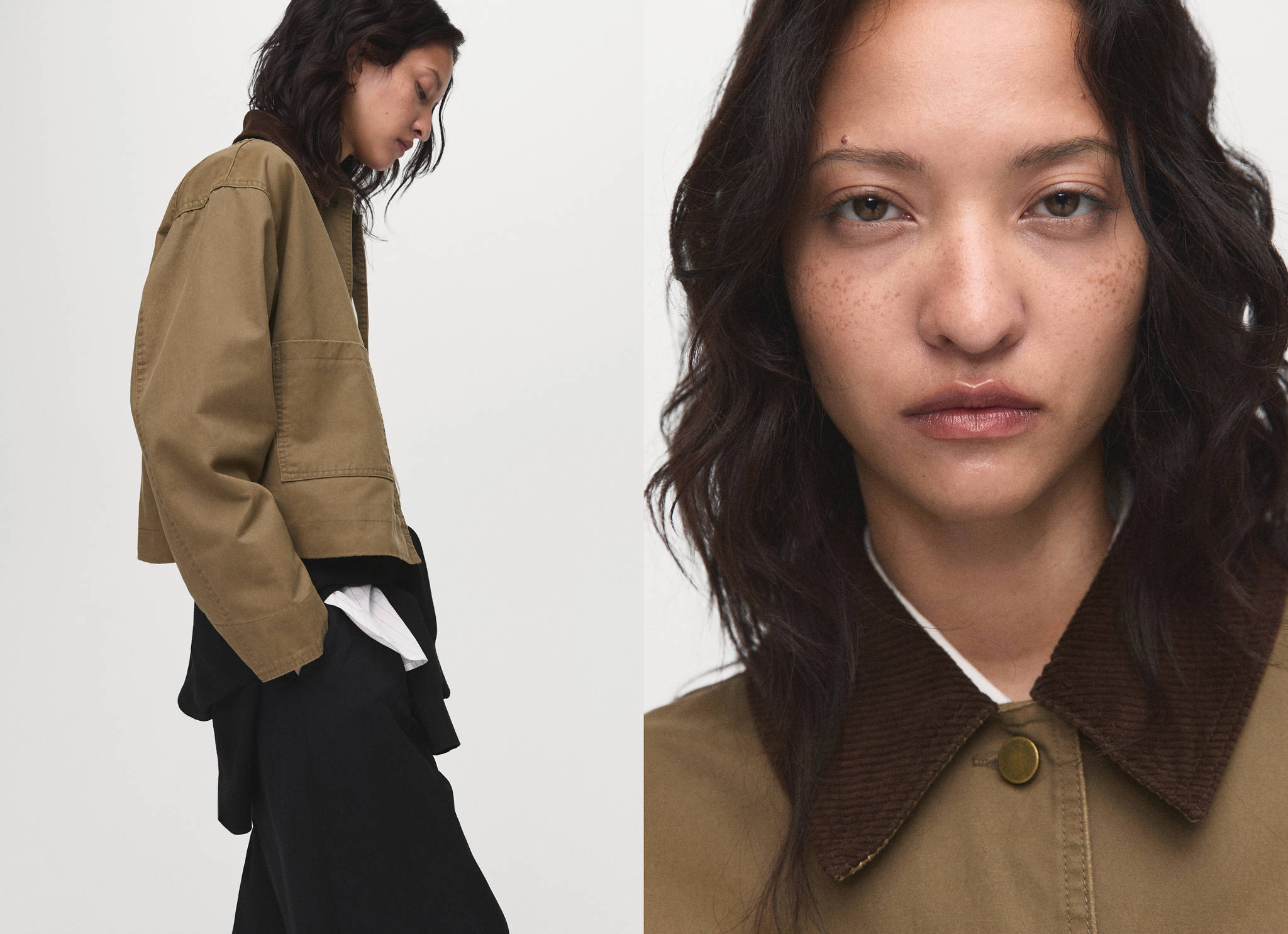 Denim parka with corduroy collar - Panoramic plane