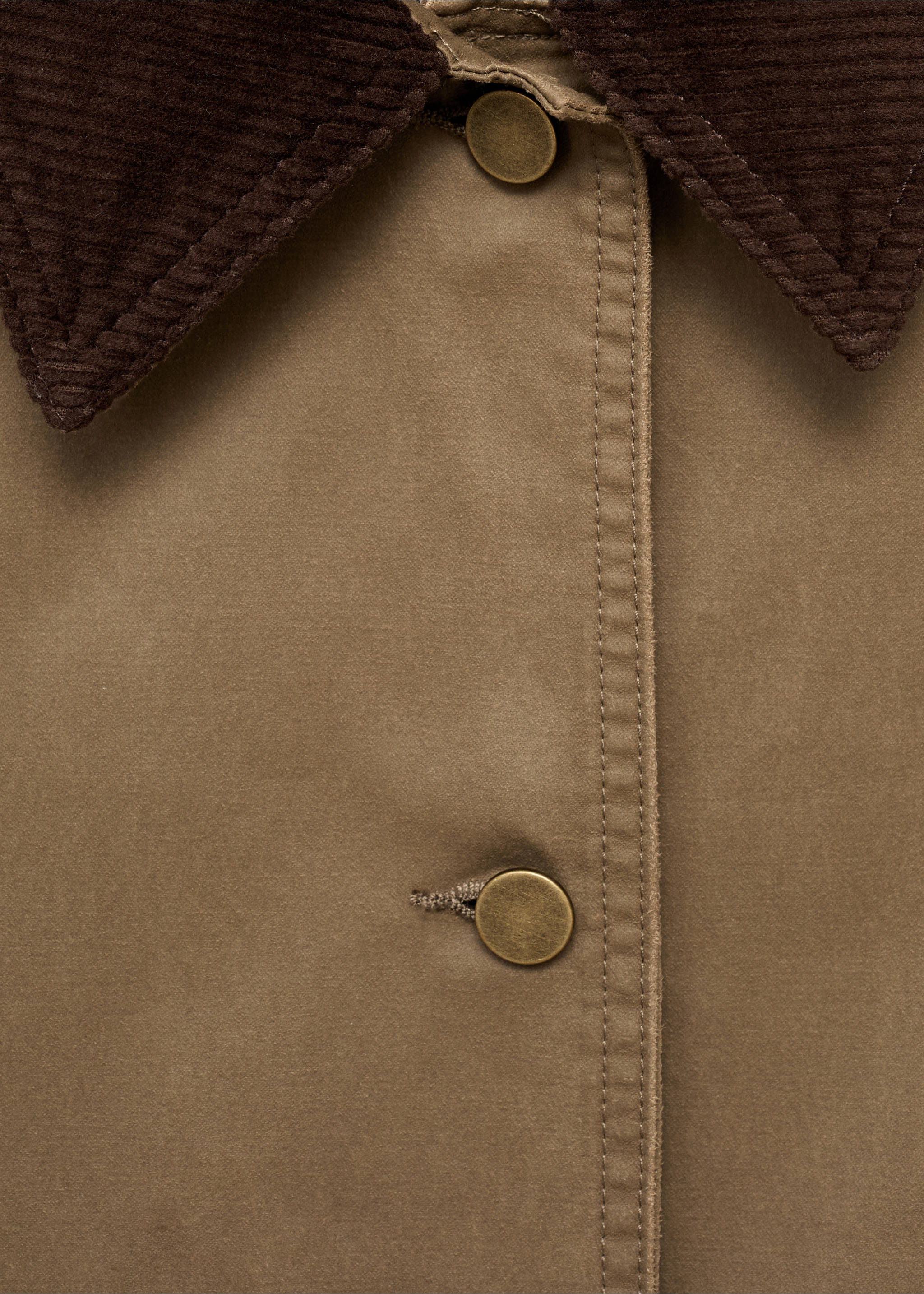 Denim parka with corduroy collar - Details of the article 8, Ochre. Ref: 17084120-00.