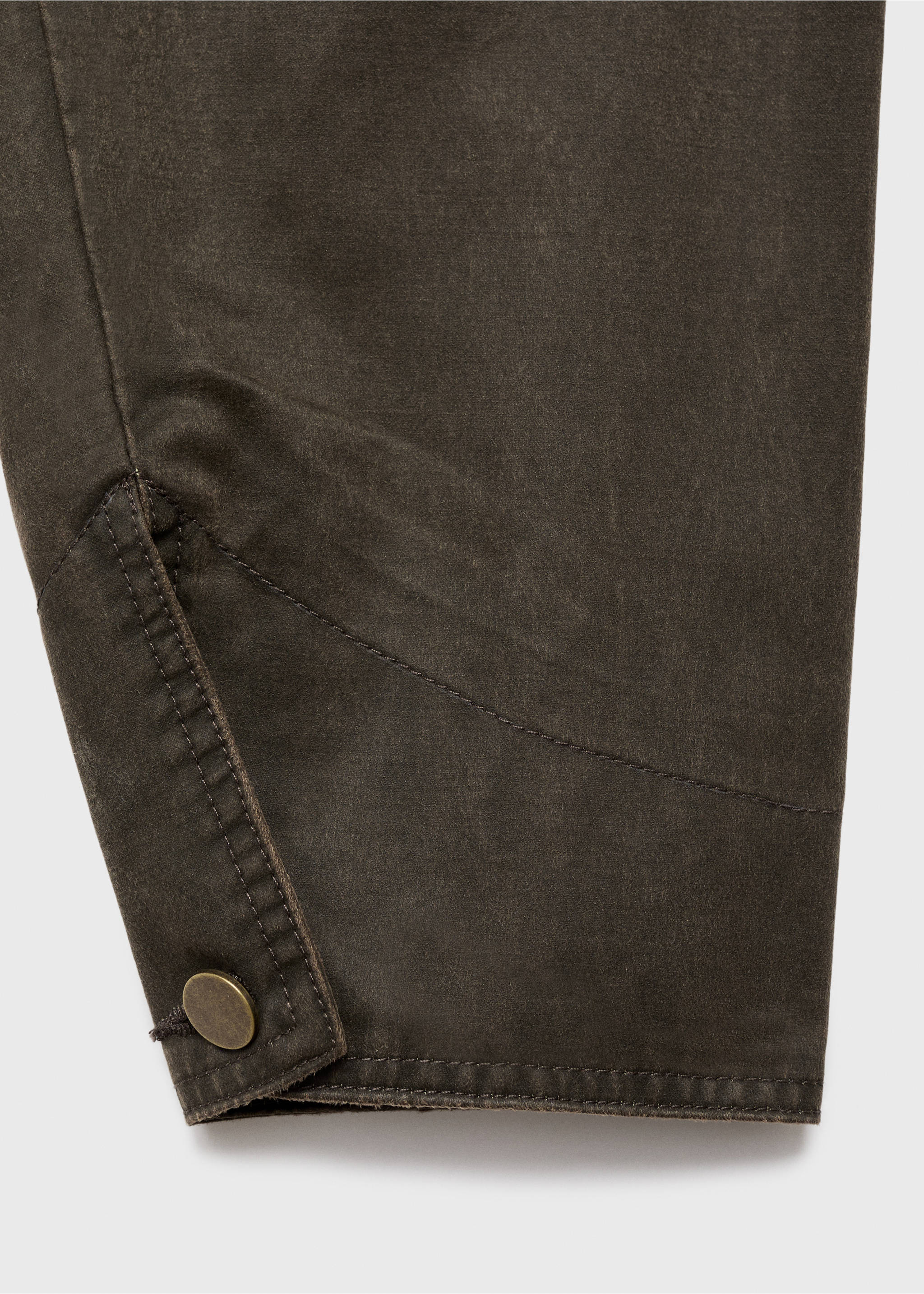 Denim parka with corduroy collar - Details of the article 0, Khaki. Ref: 17084120-00.