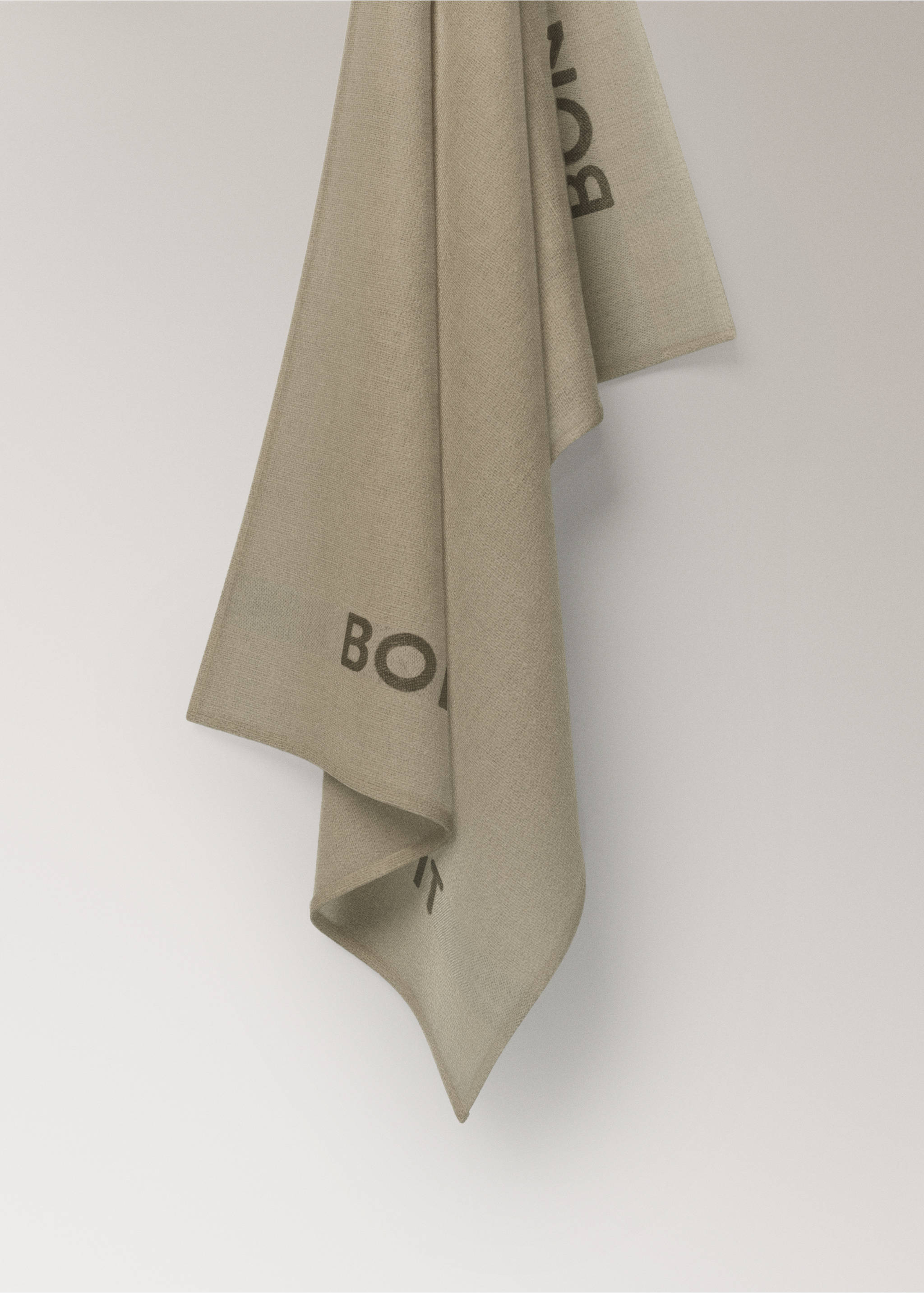 Kjøkkenhåndkle i lin med broderte detaljer - Artikkel uten modell, Lyst/pastell brun. Ref: 17084127-00.