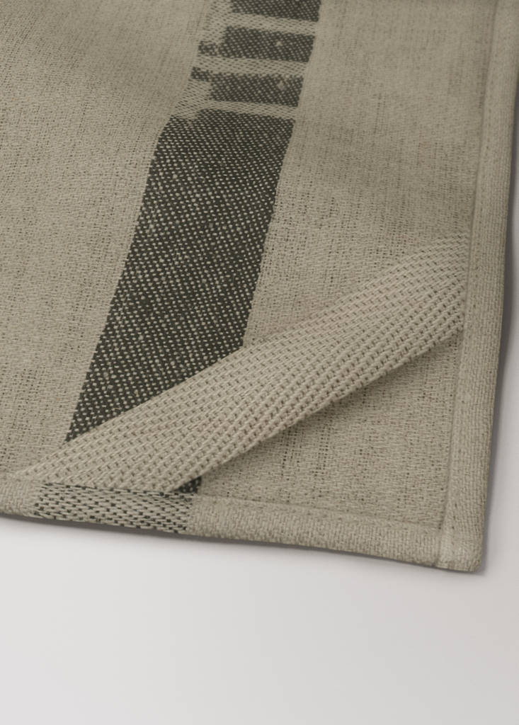 Linen tea towel with embroidered details — Light/Pastel Brown