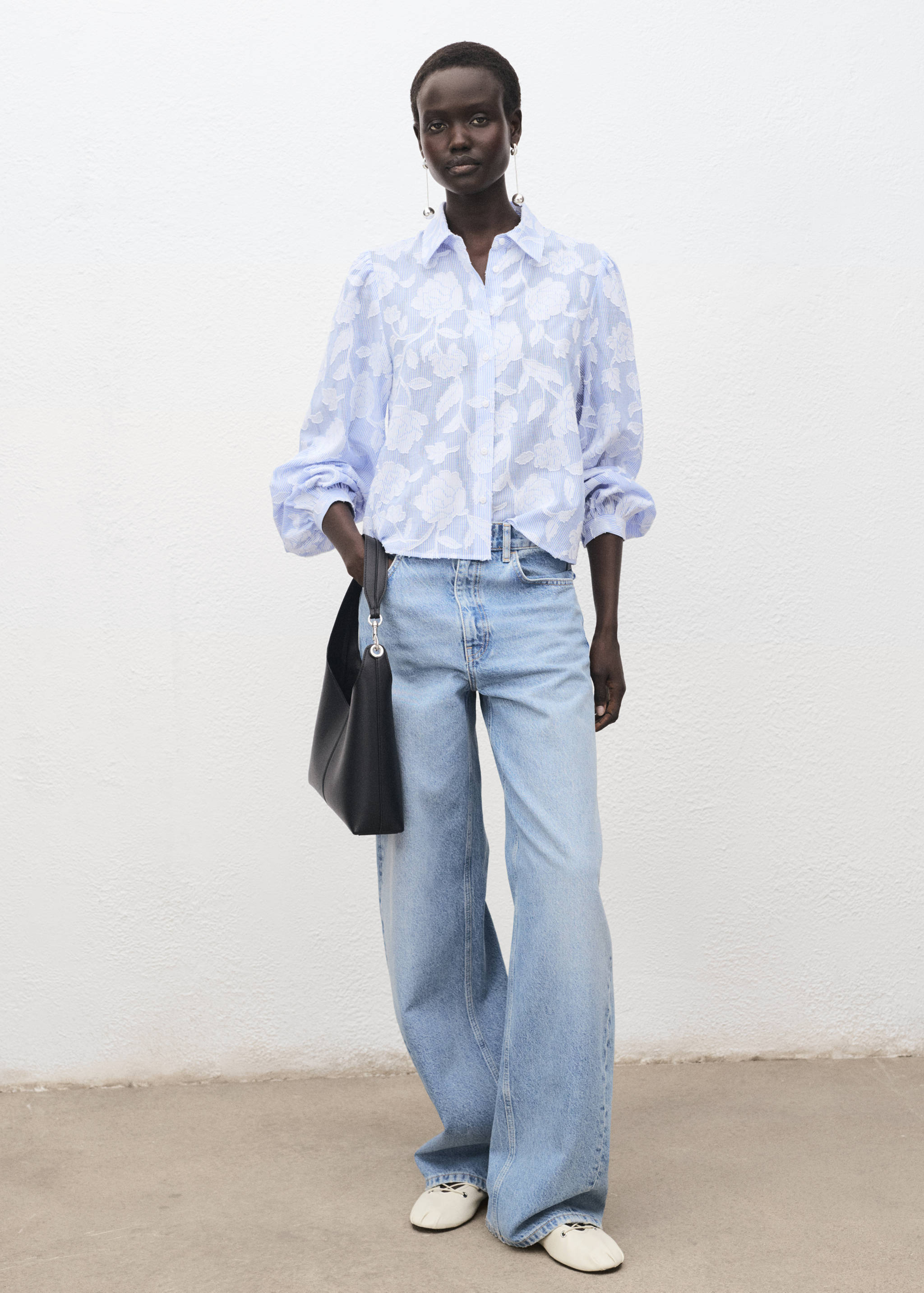 Striped shirt with embroidered details - General plane