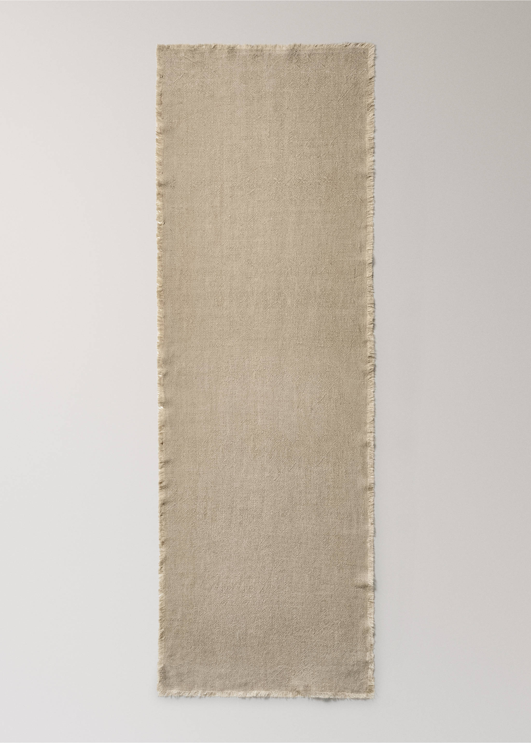 Linen table runner with tassels - Details of the article 2, Light/Pastel Brown. Ref: 17084136-00.