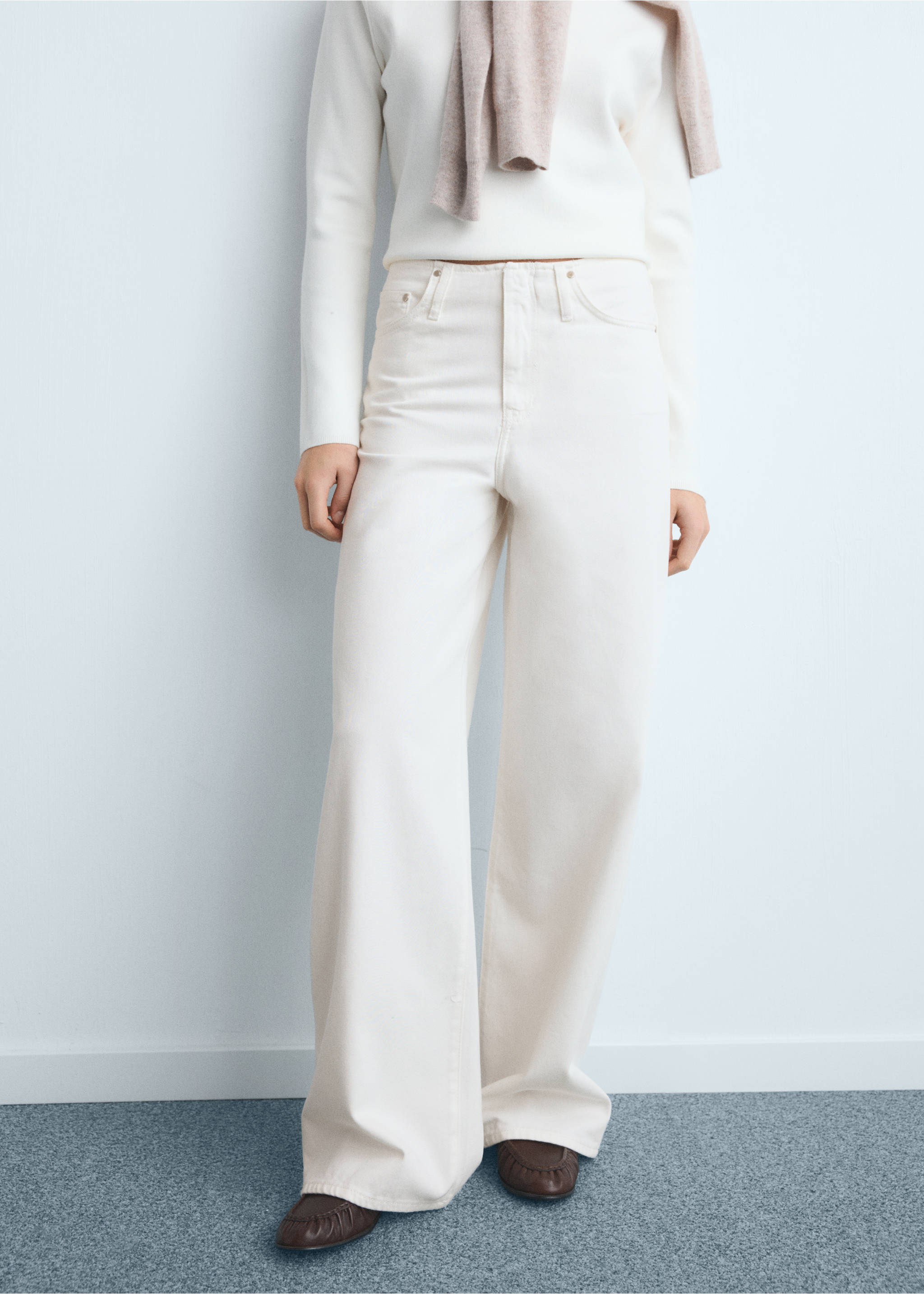 Low-rise wideleg jeans - Medium plane, Off White. Ref: 17084138-00.