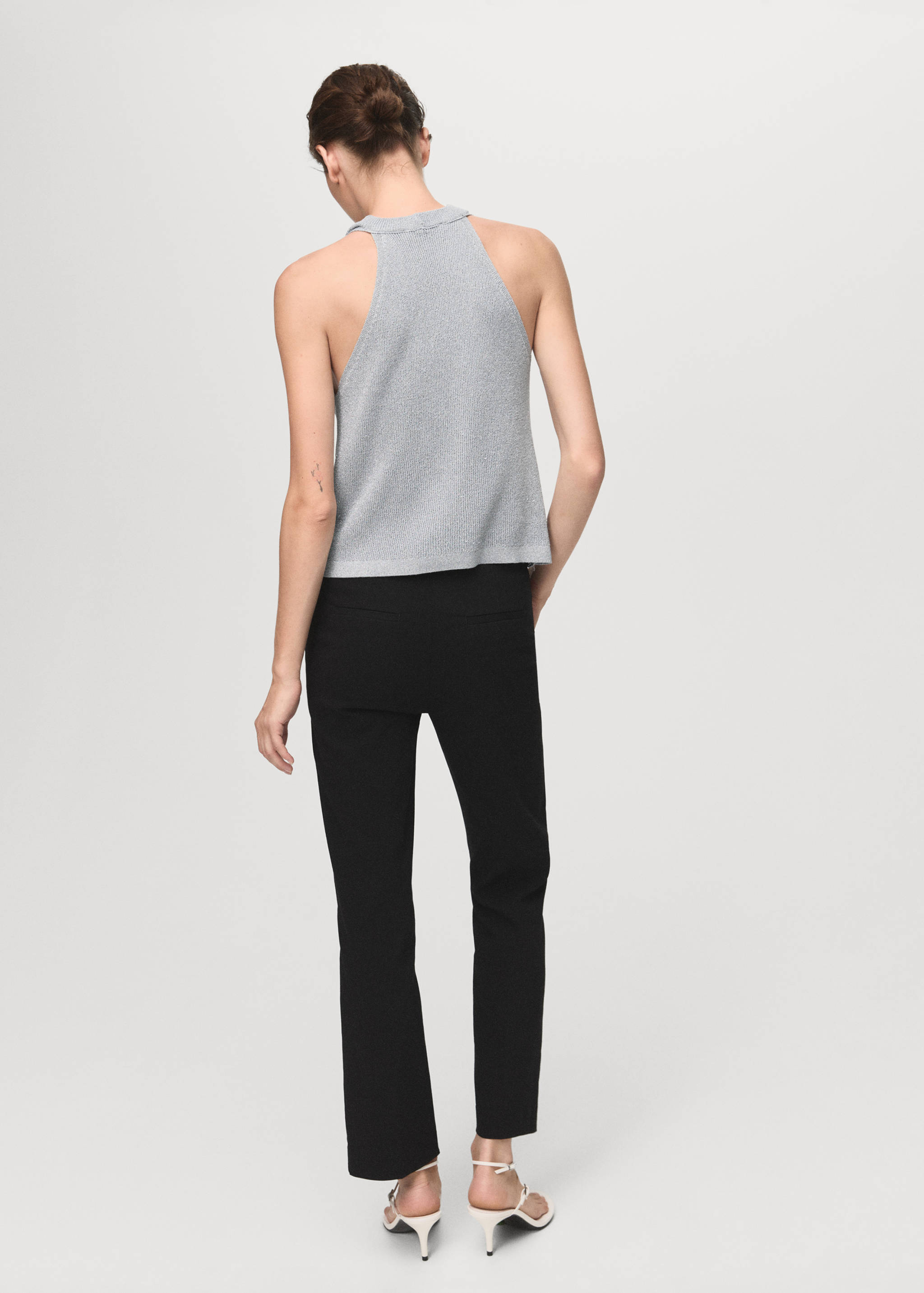 Lurex knitted top with draped neck - Reverse of the article