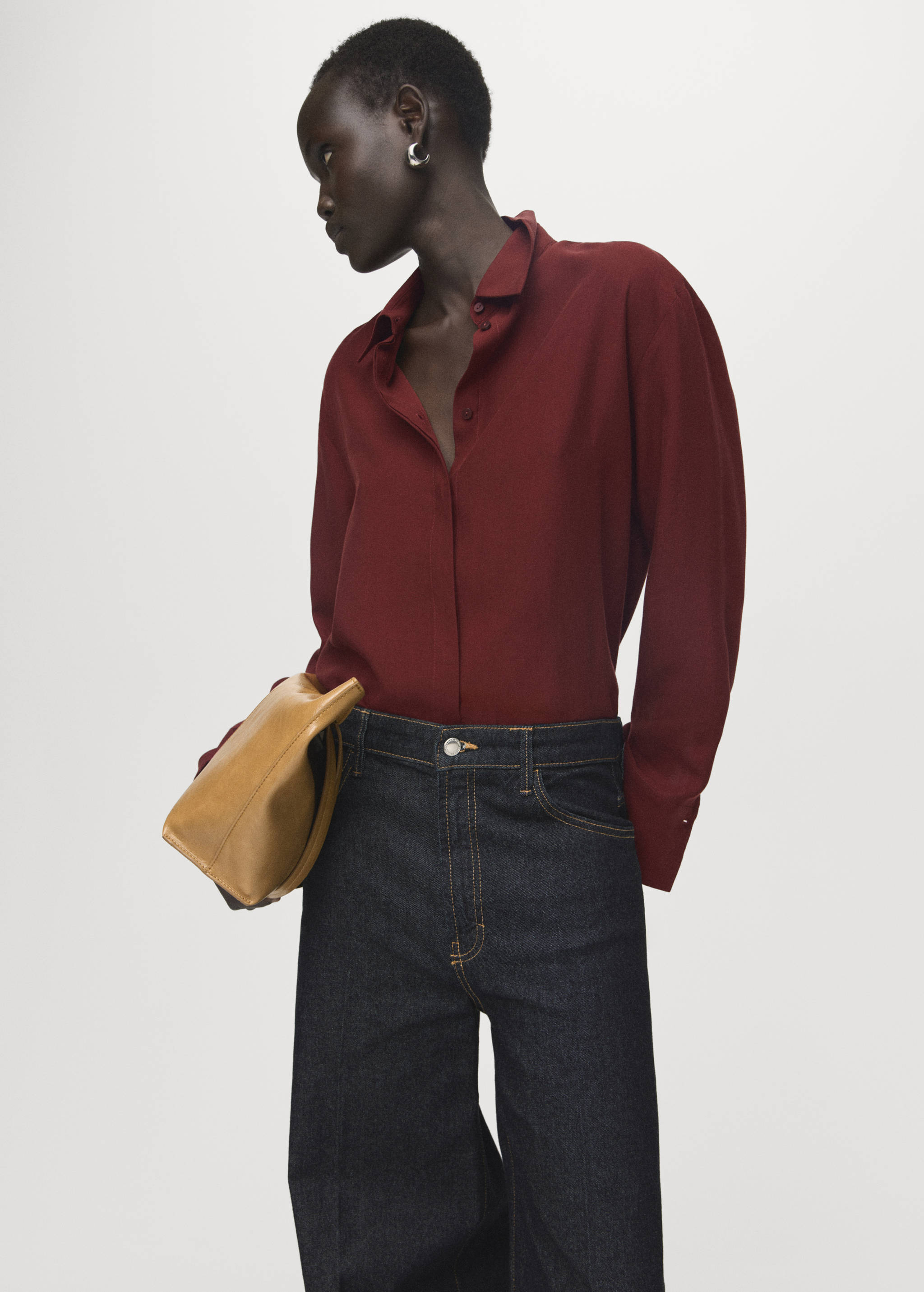 Lyocell shirt with hidden buttons - Medium plane