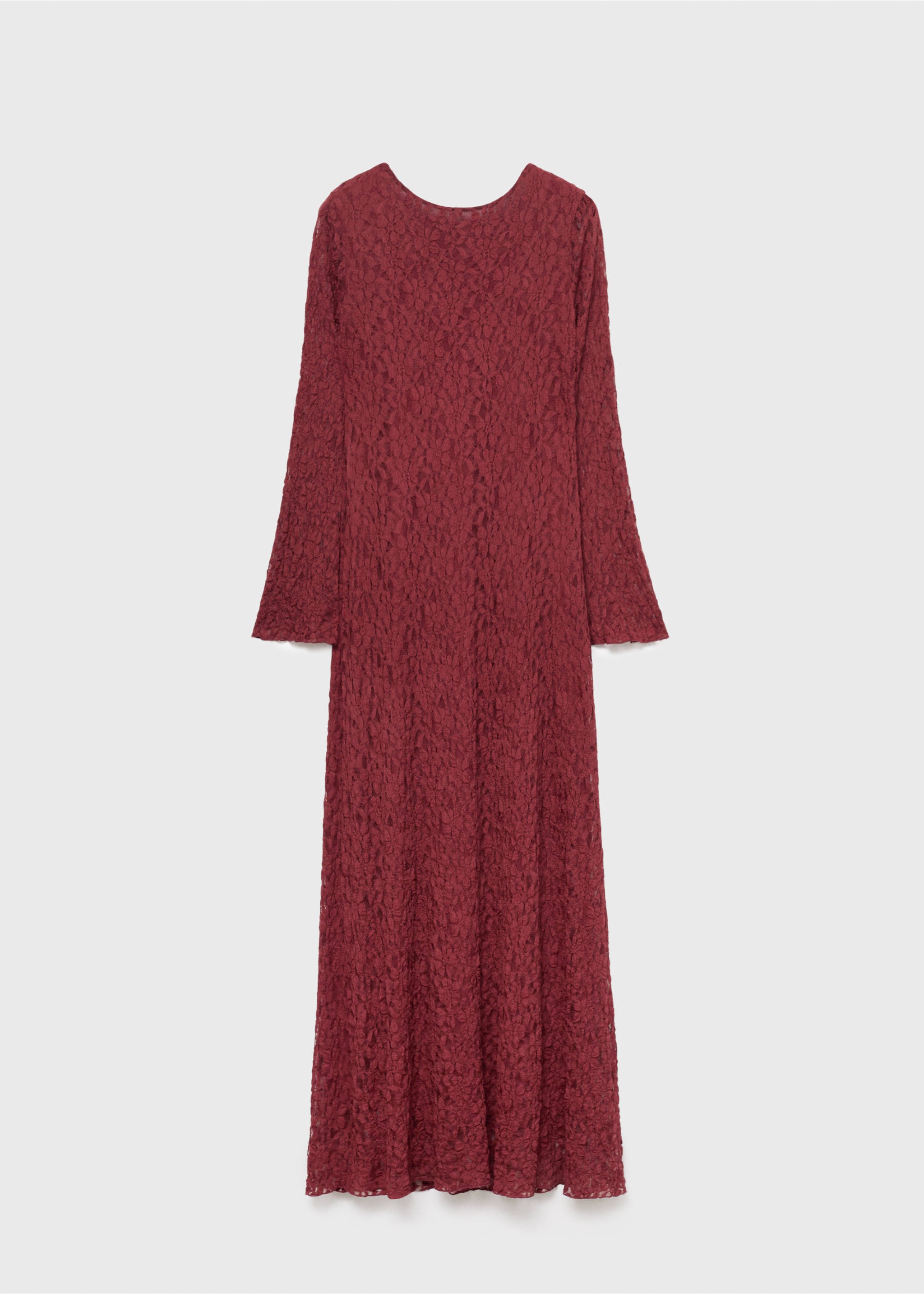 Lace dress with bell sleeves - Article without model, Wine. Ref: 17084141-00.