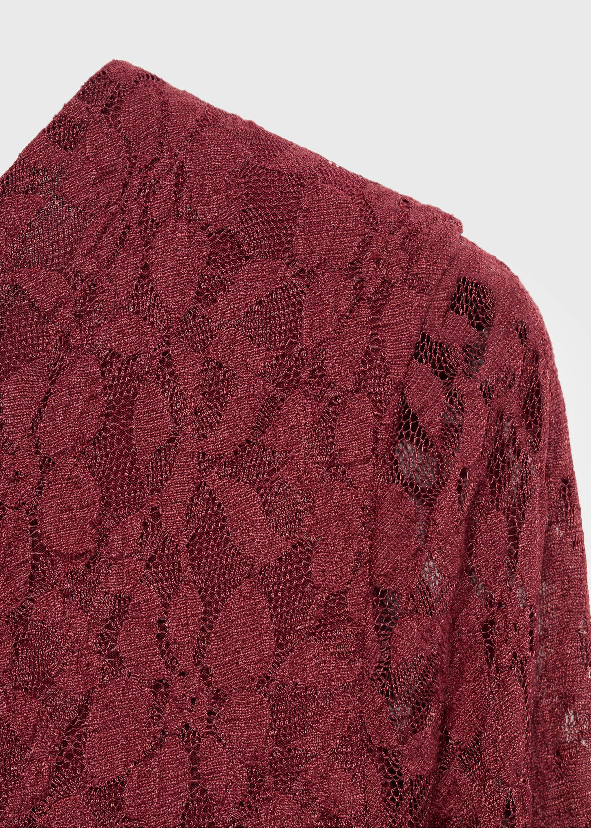 Lace dress with bell sleeves - Details of the article 8, Wine. Ref: 17084141-00.