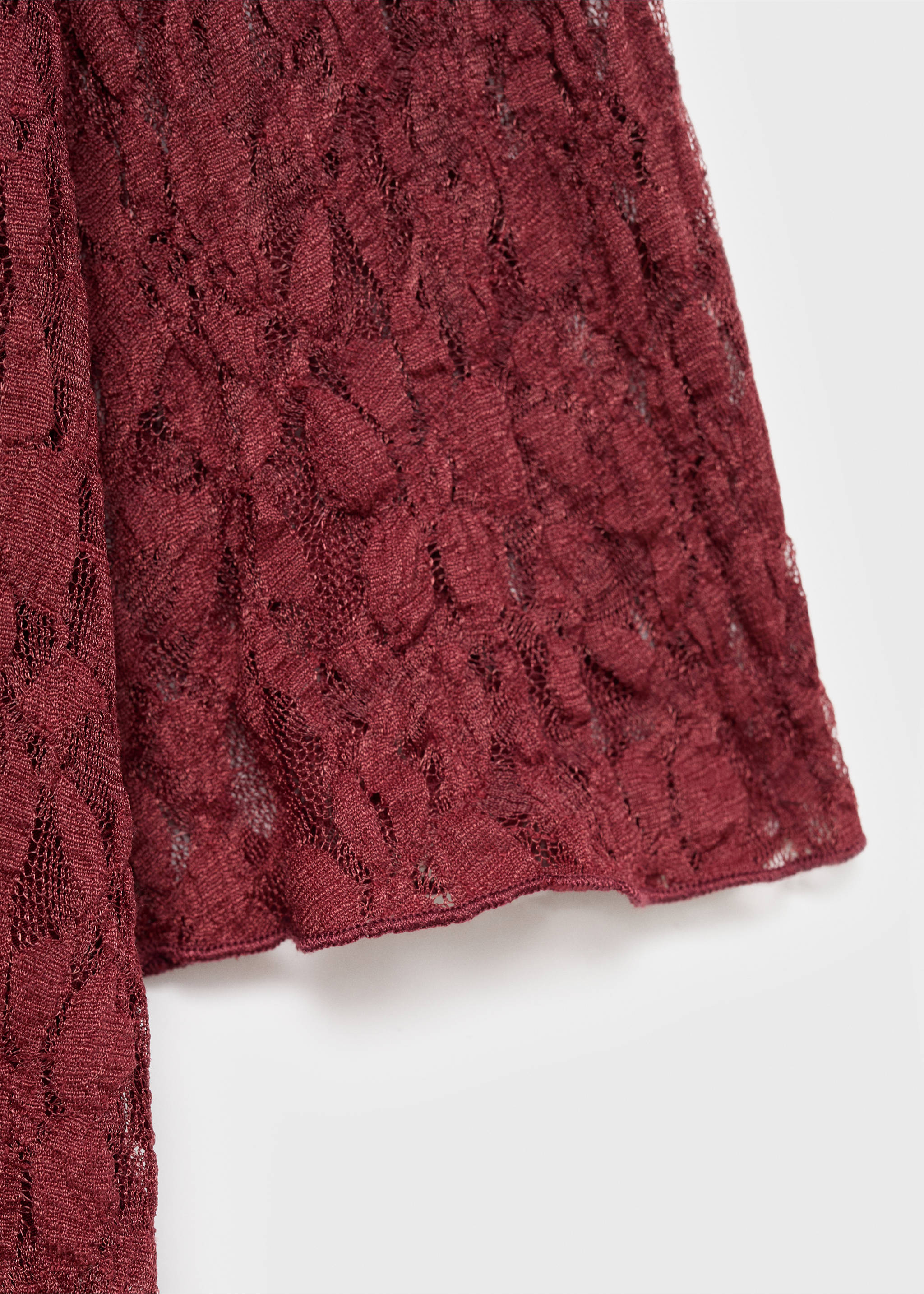 Lace dress with bell sleeves - Details of the article 0, Wine. Ref: 17084141-00.